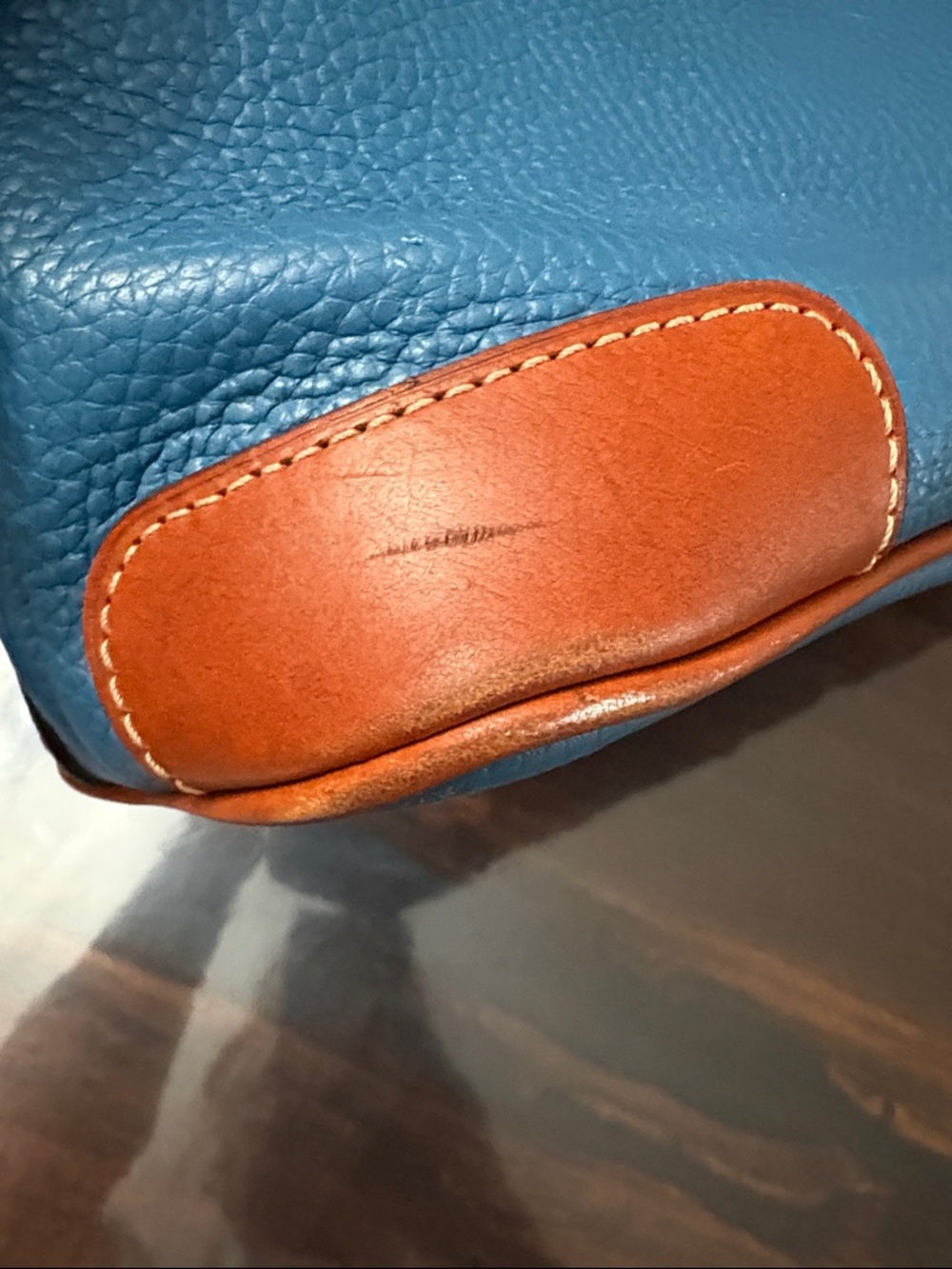 Dooney & Bourke Blue Leather Hobo with Brown Trim - Picture 16 of 17